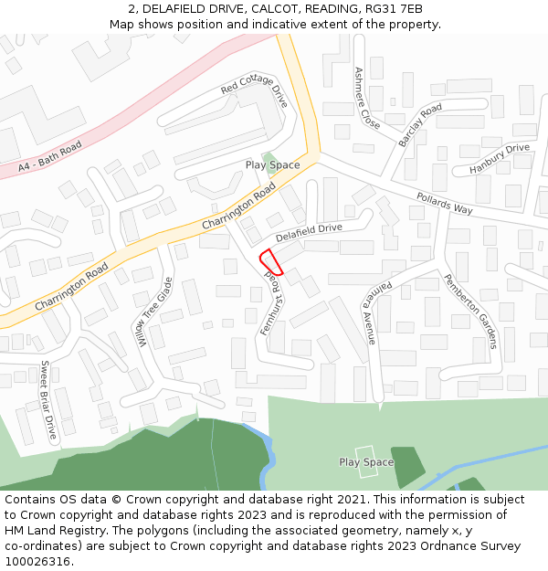 2, DELAFIELD DRIVE, CALCOT, READING, RG31 7EB: Location map and indicative extent of plot