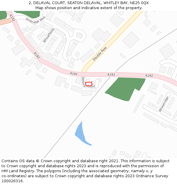 2, DELAVAL COURT, SEATON DELAVAL, WHITLEY BAY, NE25 0QX: Location map and indicative extent of plot