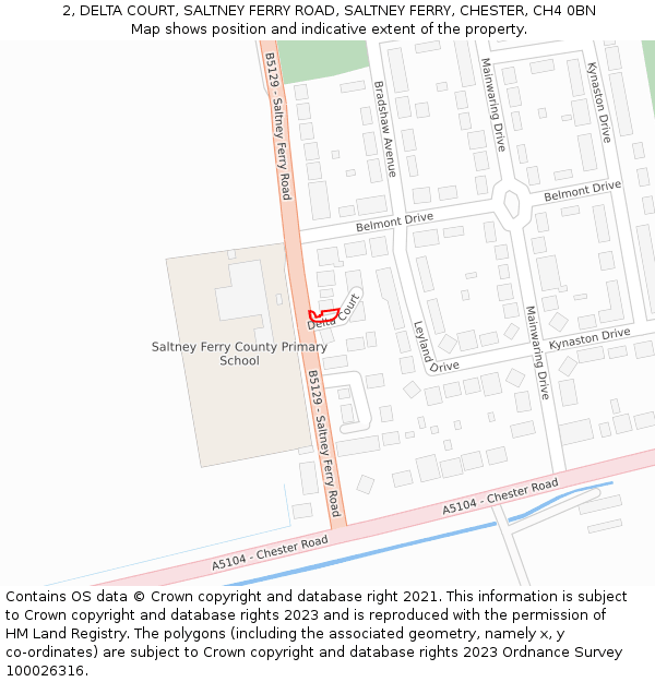 2, DELTA COURT, SALTNEY FERRY ROAD, SALTNEY FERRY, CHESTER, CH4 0BN: Location map and indicative extent of plot