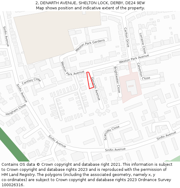 2, DENARTH AVENUE, SHELTON LOCK, DERBY, DE24 9EW: Location map and indicative extent of plot