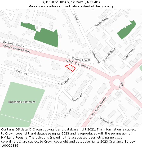 2, DENTON ROAD, NORWICH, NR3 4DP: Location map and indicative extent of plot