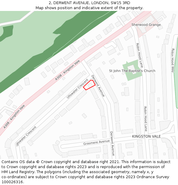 2, DERWENT AVENUE, LONDON, SW15 3RD: Location map and indicative extent of plot
