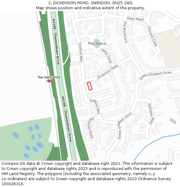 2, DICKENSON ROAD, SWINDON, SN25 1WG: Location map and indicative extent of plot