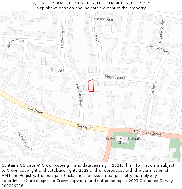 2, DINGLEY ROAD, RUSTINGTON, LITTLEHAMPTON, BN16 3PY: Location map and indicative extent of plot