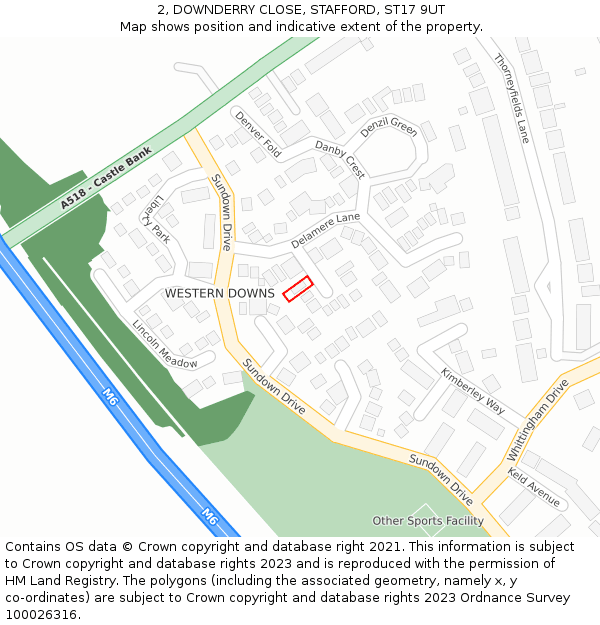 2, DOWNDERRY CLOSE, STAFFORD, ST17 9UT: Location map and indicative extent of plot