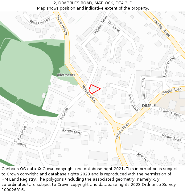 2, DRABBLES ROAD, MATLOCK, DE4 3LD: Location map and indicative extent of plot