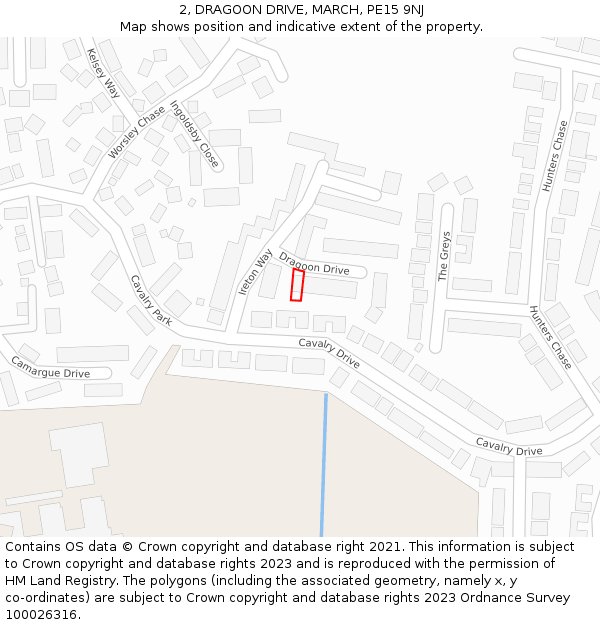 2, DRAGOON DRIVE, MARCH, PE15 9NJ: Location map and indicative extent of plot