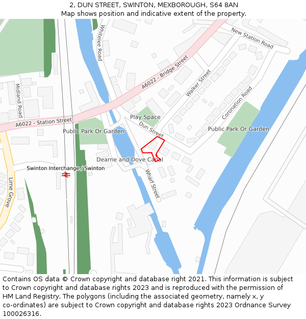 2, DUN STREET, SWINTON, MEXBOROUGH, S64 8AN: Location map and indicative extent of plot