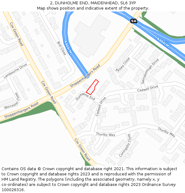 2, DUNHOLME END, MAIDENHEAD, SL6 3YP: Location map and indicative extent of plot