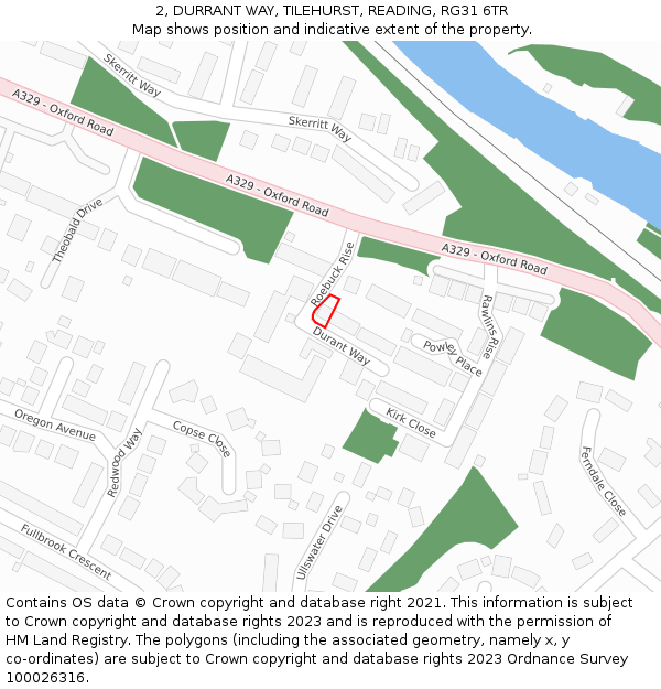 2, DURRANT WAY, TILEHURST, READING, RG31 6TR: Location map and indicative extent of plot