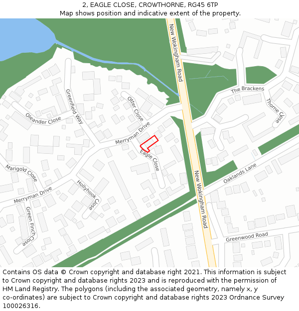 2, EAGLE CLOSE, CROWTHORNE, RG45 6TP: Location map and indicative extent of plot