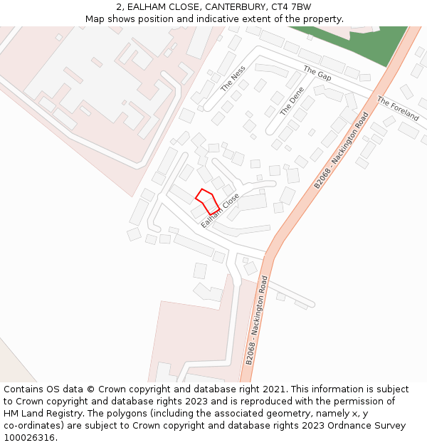 2, EALHAM CLOSE, CANTERBURY, CT4 7BW: Location map and indicative extent of plot