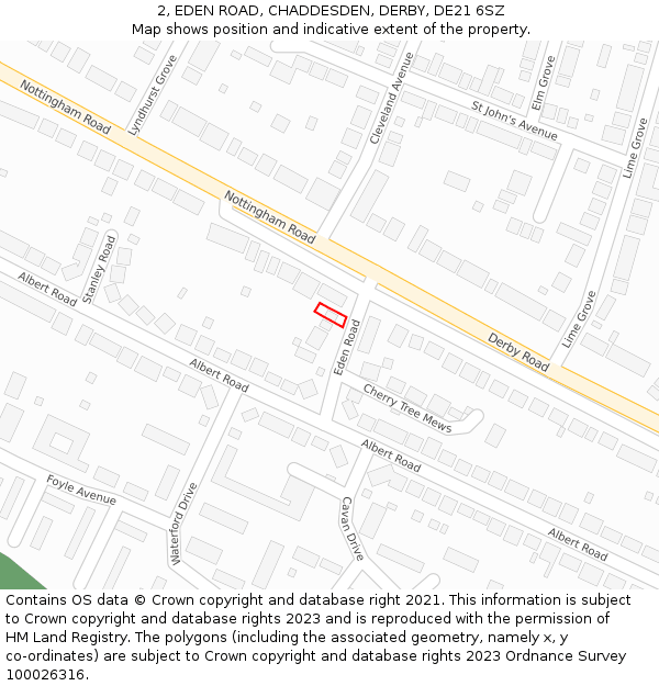 2, EDEN ROAD, CHADDESDEN, DERBY, DE21 6SZ: Location map and indicative extent of plot