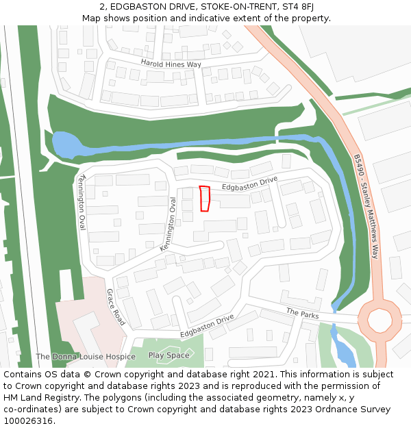 2, EDGBASTON DRIVE, STOKE-ON-TRENT, ST4 8FJ: Location map and indicative extent of plot