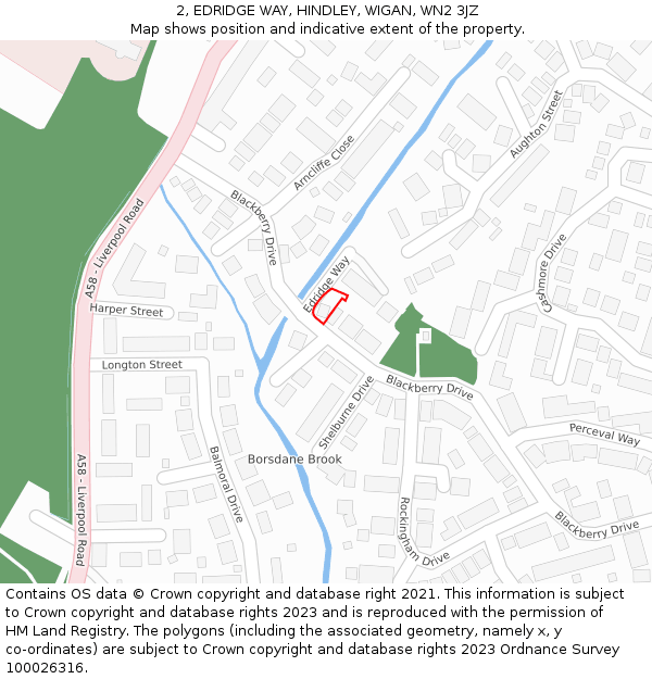 2, EDRIDGE WAY, HINDLEY, WIGAN, WN2 3JZ: Location map and indicative extent of plot