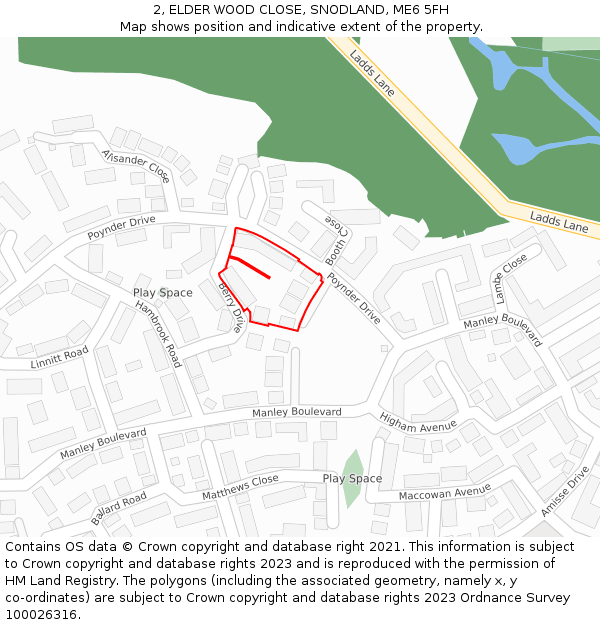 2, ELDER WOOD CLOSE, SNODLAND, ME6 5FH: Location map and indicative extent of plot