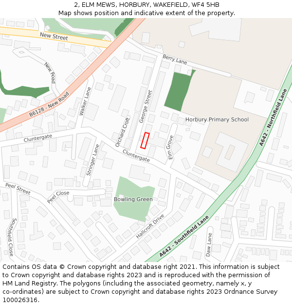 2, ELM MEWS, HORBURY, WAKEFIELD, WF4 5HB: Location map and indicative extent of plot