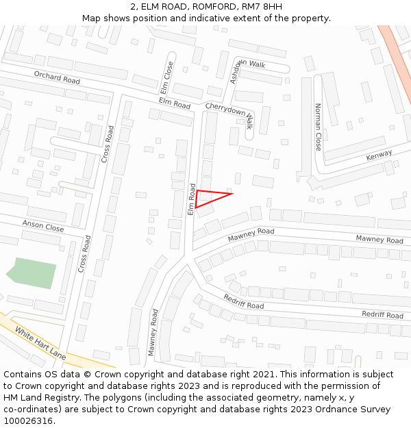 2, ELM ROAD, ROMFORD, RM7 8HH: Location map and indicative extent of plot