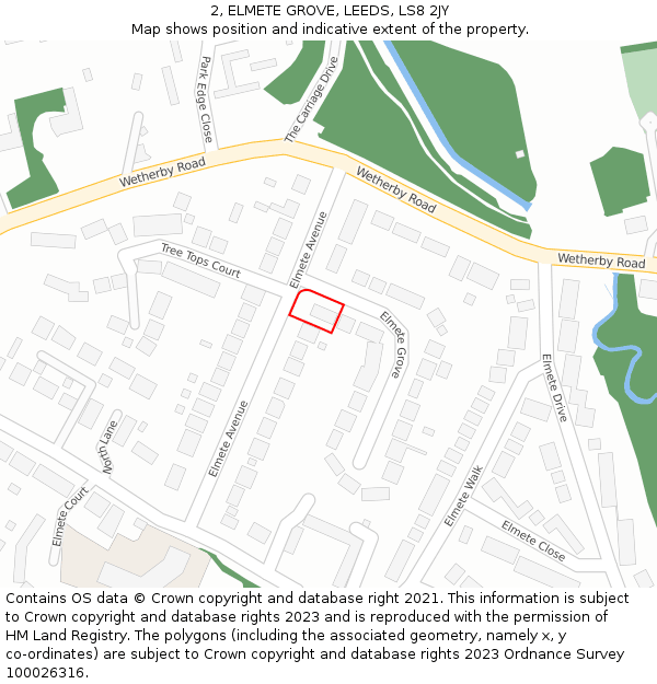 2, ELMETE GROVE, LEEDS, LS8 2JY: Location map and indicative extent of plot