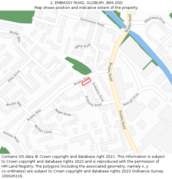 2, EMBASSY ROAD, OLDBURY, B69 2GD: Location map and indicative extent of plot