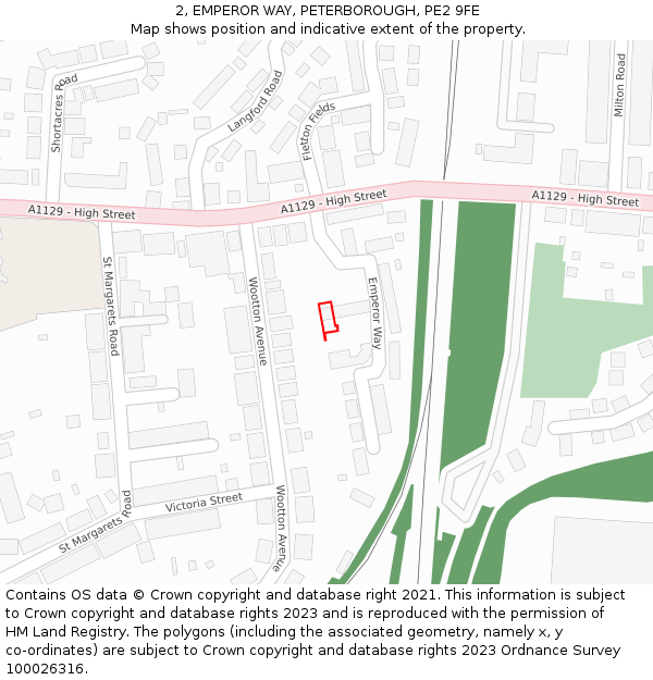 2, EMPEROR WAY, PETERBOROUGH, PE2 9FE: Location map and indicative extent of plot
