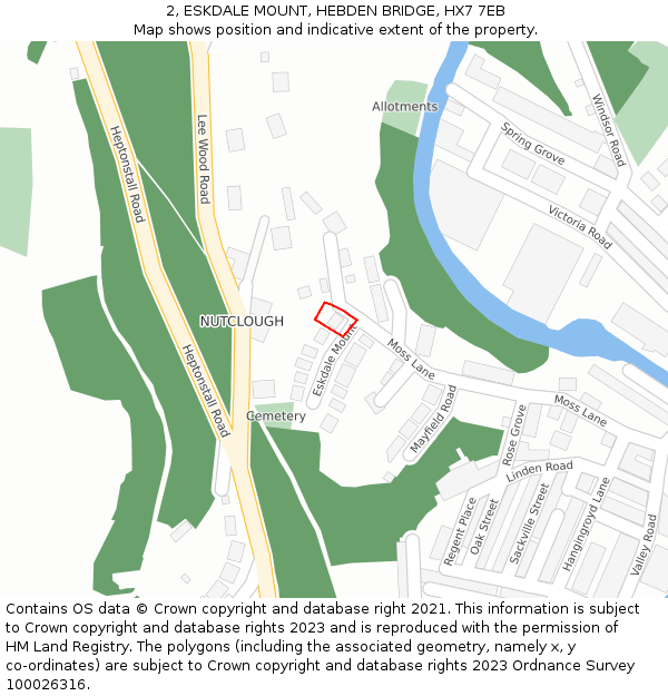2, ESKDALE MOUNT, HEBDEN BRIDGE, HX7 7EB: Location map and indicative extent of plot