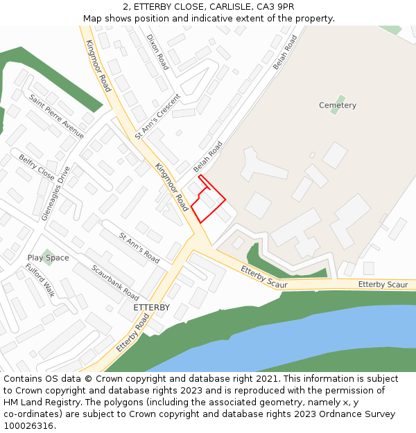 2, ETTERBY CLOSE, CARLISLE, CA3 9PR: Location map and indicative extent of plot