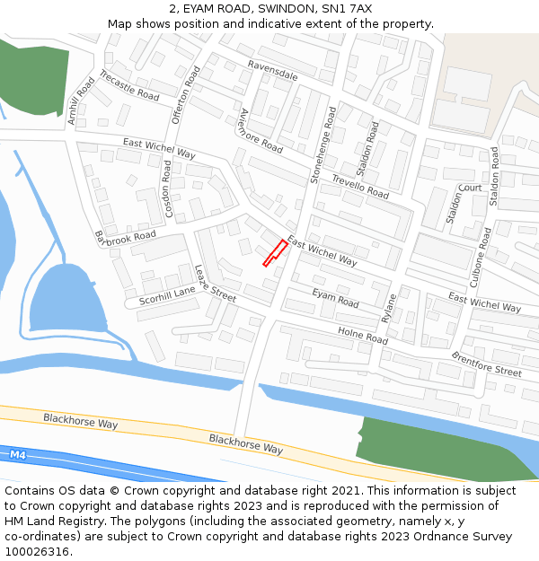 2, EYAM ROAD, SWINDON, SN1 7AX: Location map and indicative extent of plot