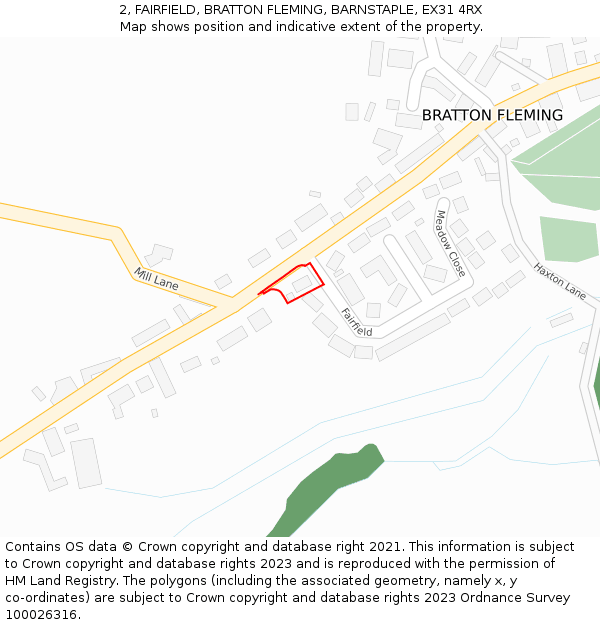2, FAIRFIELD, BRATTON FLEMING, BARNSTAPLE, EX31 4RX: Location map and indicative extent of plot