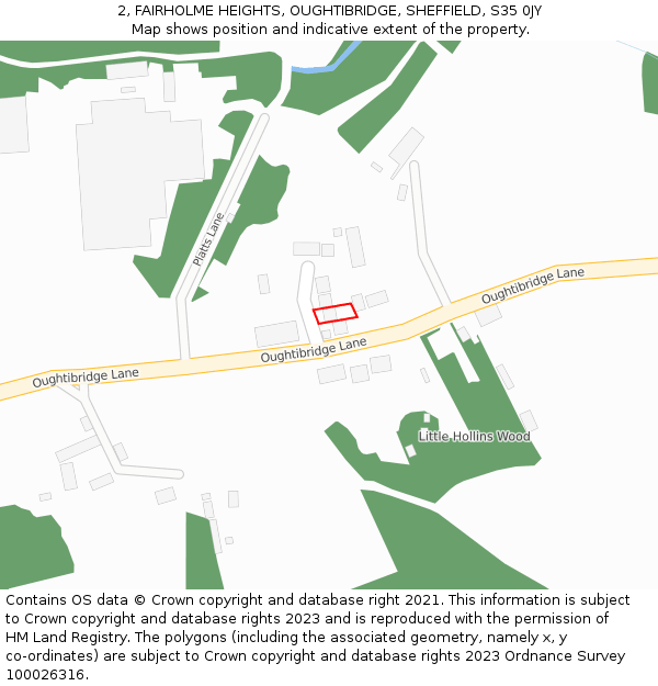 2, FAIRHOLME HEIGHTS, OUGHTIBRIDGE, SHEFFIELD, S35 0JY: Location map and indicative extent of plot