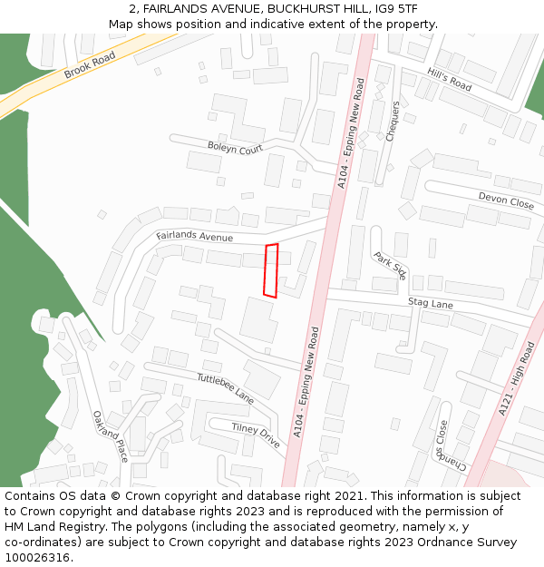 2, FAIRLANDS AVENUE, BUCKHURST HILL, IG9 5TF: Location map and indicative extent of plot