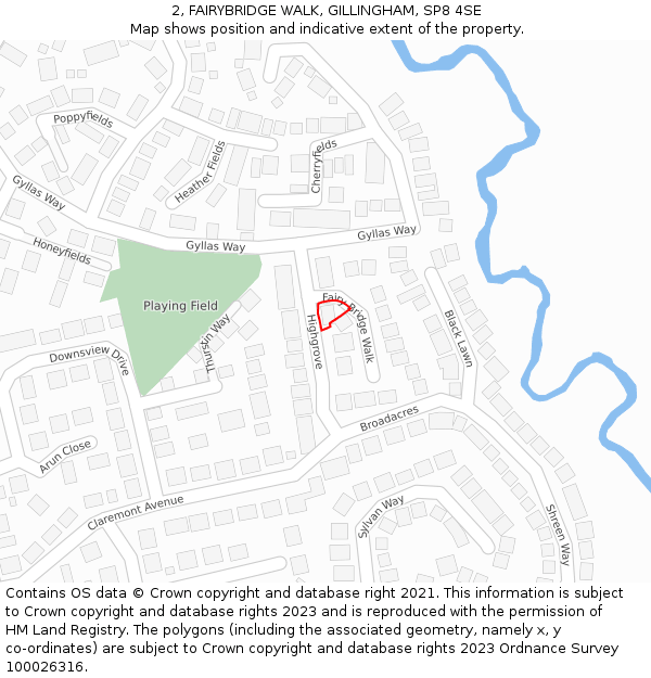 2, FAIRYBRIDGE WALK, GILLINGHAM, SP8 4SE: Location map and indicative extent of plot