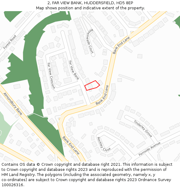 2, FAR VIEW BANK, HUDDERSFIELD, HD5 8EP: Location map and indicative extent of plot
