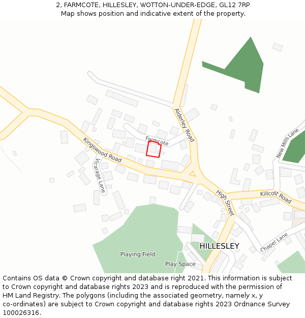 2, FARMCOTE, HILLESLEY, WOTTON-UNDER-EDGE, GL12 7RP: Location map and indicative extent of plot
