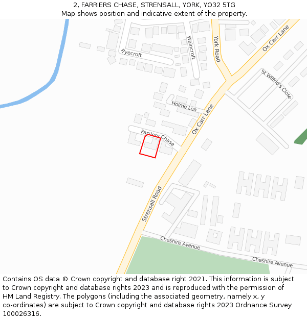 2, FARRIERS CHASE, STRENSALL, YORK, YO32 5TG: Location map and indicative extent of plot