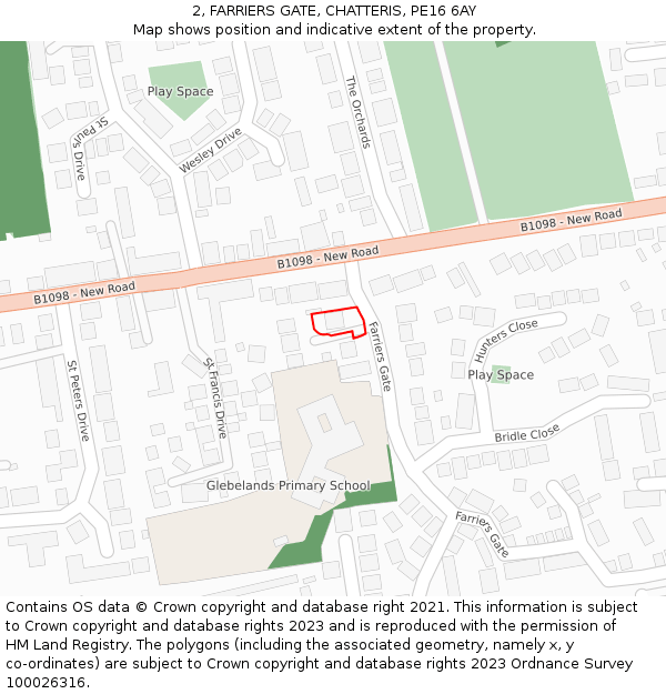 2, FARRIERS GATE, CHATTERIS, PE16 6AY: Location map and indicative extent of plot