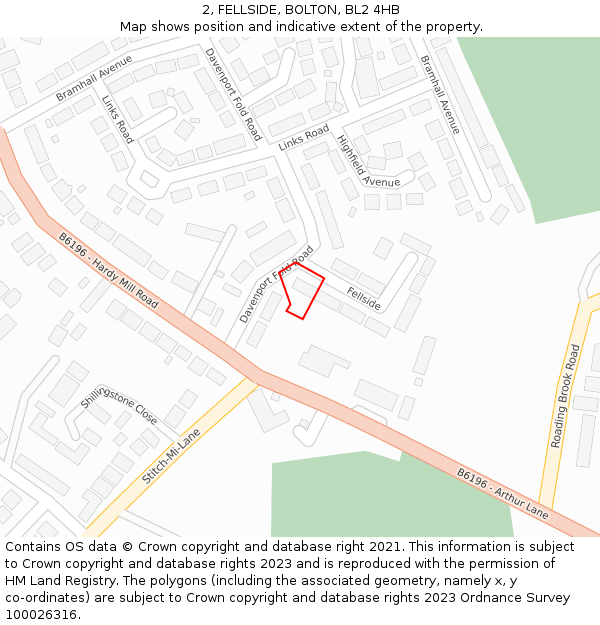 2, FELLSIDE, BOLTON, BL2 4HB: Location map and indicative extent of plot