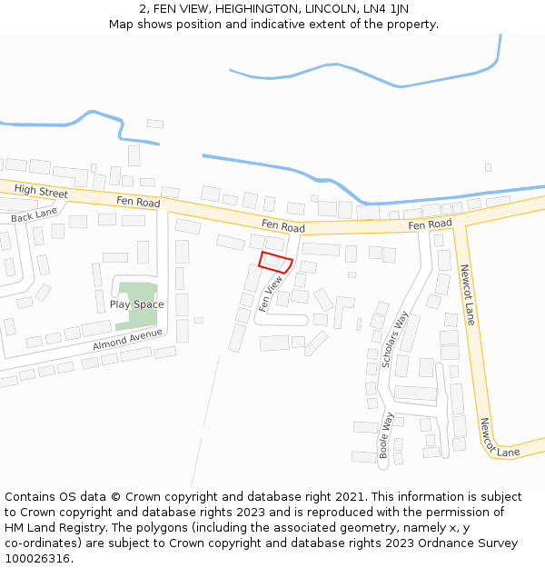 2, FEN VIEW, HEIGHINGTON, LINCOLN, LN4 1JN: Location map and indicative extent of plot