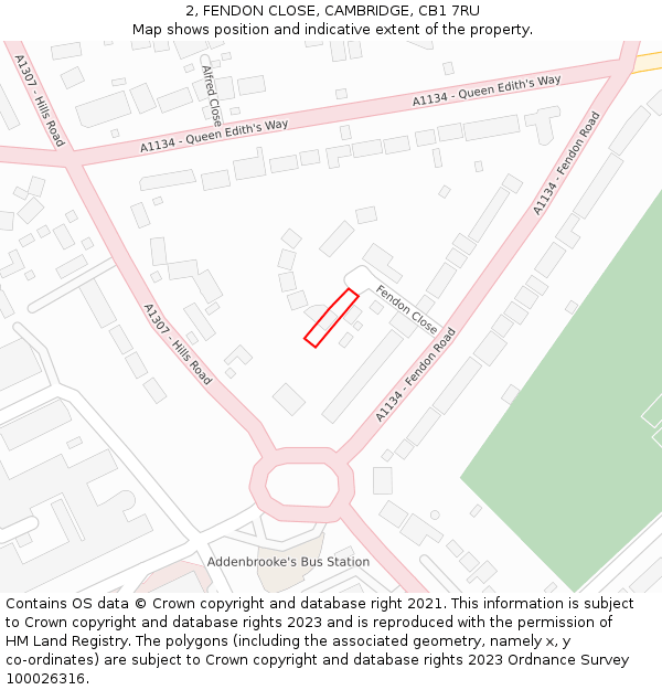 2, FENDON CLOSE, CAMBRIDGE, CB1 7RU: Location map and indicative extent of plot