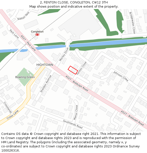 2, FENTON CLOSE, CONGLETON, CW12 3TH: Location map and indicative extent of plot