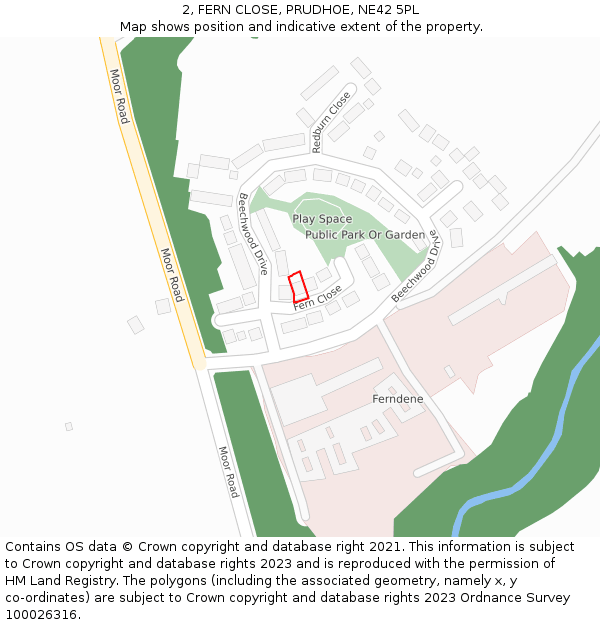 2, FERN CLOSE, PRUDHOE, NE42 5PL: Location map and indicative extent of plot