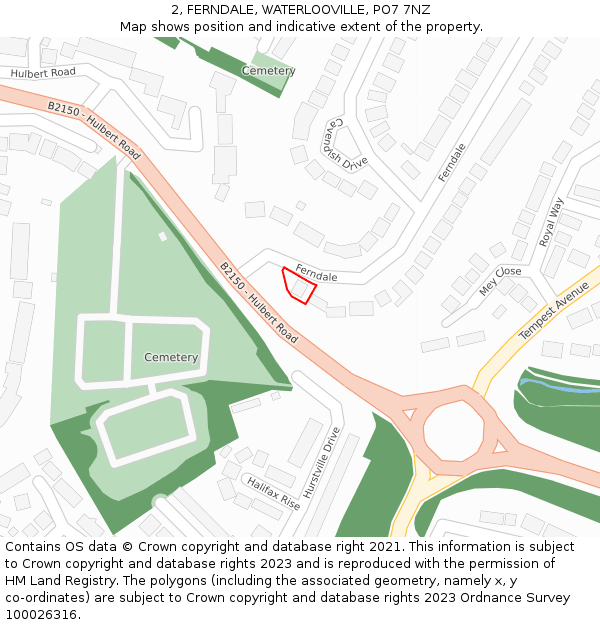 2, FERNDALE, WATERLOOVILLE, PO7 7NZ: Location map and indicative extent of plot