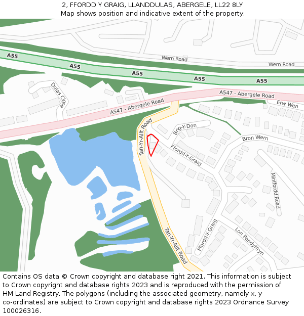 2, FFORDD Y GRAIG, LLANDDULAS, ABERGELE, LL22 8LY: Location map and indicative extent of plot