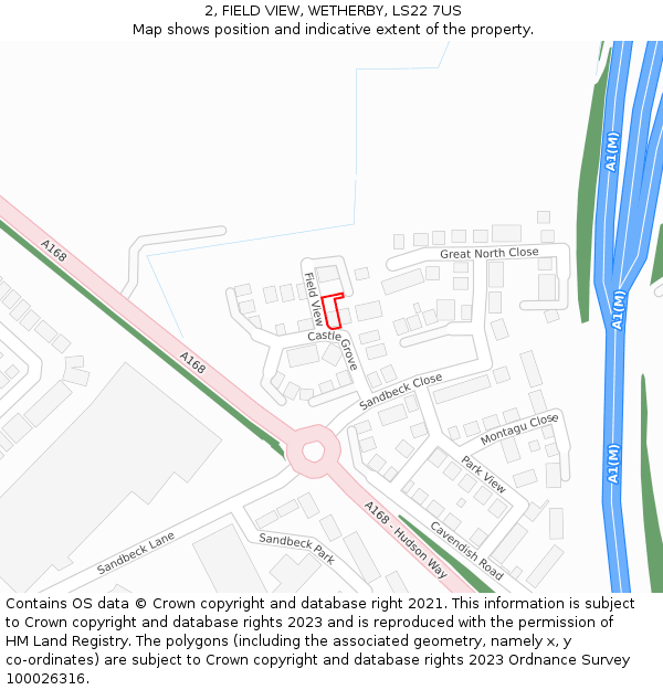 2, FIELD VIEW, WETHERBY, LS22 7US: Location map and indicative extent of plot
