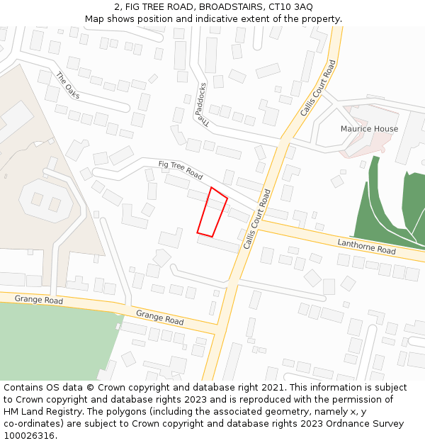 2, FIG TREE ROAD, BROADSTAIRS, CT10 3AQ: Location map and indicative extent of plot