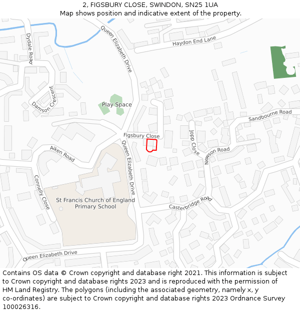 2, FIGSBURY CLOSE, SWINDON, SN25 1UA: Location map and indicative extent of plot