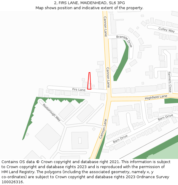 2, FIRS LANE, MAIDENHEAD, SL6 3PG: Location map and indicative extent of plot