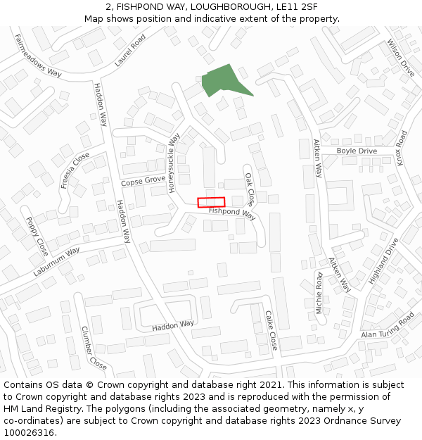 2, FISHPOND WAY, LOUGHBOROUGH, LE11 2SF: Location map and indicative extent of plot