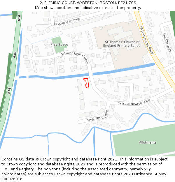 2, FLEMING COURT, WYBERTON, BOSTON, PE21 7SS: Location map and indicative extent of plot