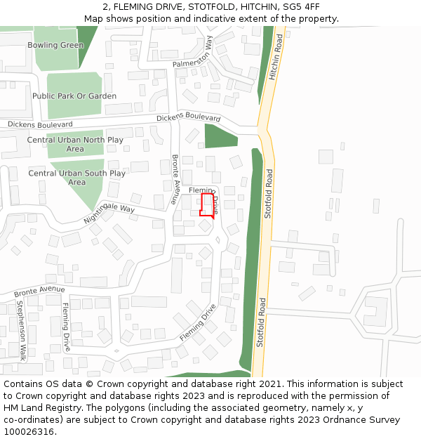 2, FLEMING DRIVE, STOTFOLD, HITCHIN, SG5 4FF: Location map and indicative extent of plot